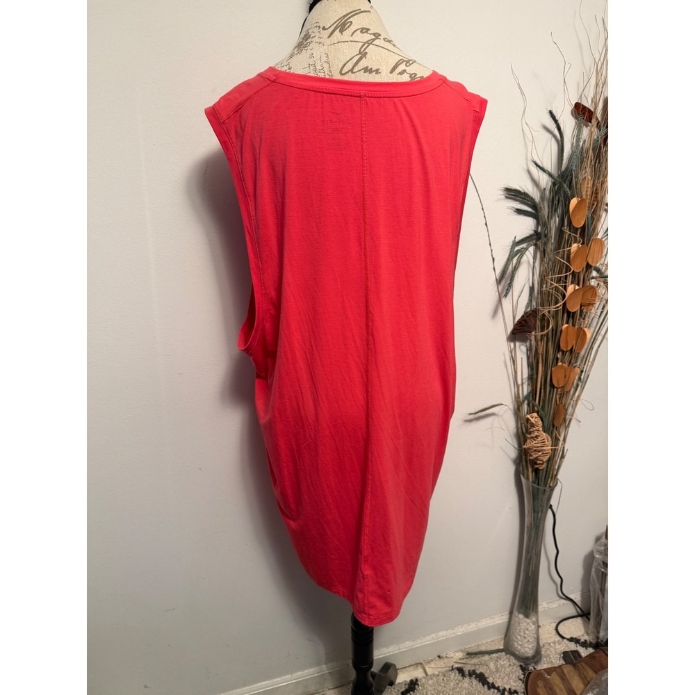 Nike Dri-FIT Women 3XL Tall Slim Fit Muscle Tank Coral Pink Deep Armhole 2538